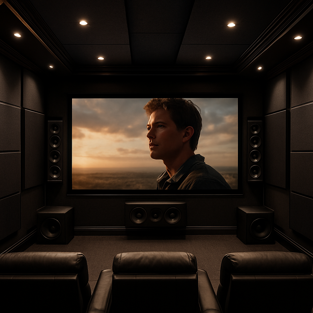 Home theater system installation in a luxury living room